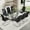 1 Table+8 Black Chairs, variant on NYEESS 7-Piece Glass Dining Table Set for 6 with Tempered Glass Top and 6 Upholstered PU Chairs Chrome Base for Dining Room Kitchen