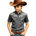 thumbnail image 3 of Glisme Toddler Boy'S Tops 4-5 Years Lapel Shirts Short Sleeve Button Down Cartoon Prints Blouse Adorable Wear Dark Gray, 3 of 3