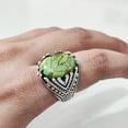 thumbnail image 4 of Green Copper Turquoise Mans Ring, Natural Green Copper Turquoise, Silver Jewelry, 925 Silver Ring, Birthday Gift, Heavy Mens Ring, Arabic Design, Ottoman Style Ring, Christmas, Turkey Mens Signet Ring, 4 of 7