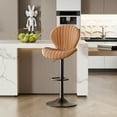 thumbnail image 3 of Hawsaiy Bar Stools Set of 3, Modern Swivel Bar Chairs with Mid Back and Adjustable Seat Height,Brown, 3 of 7