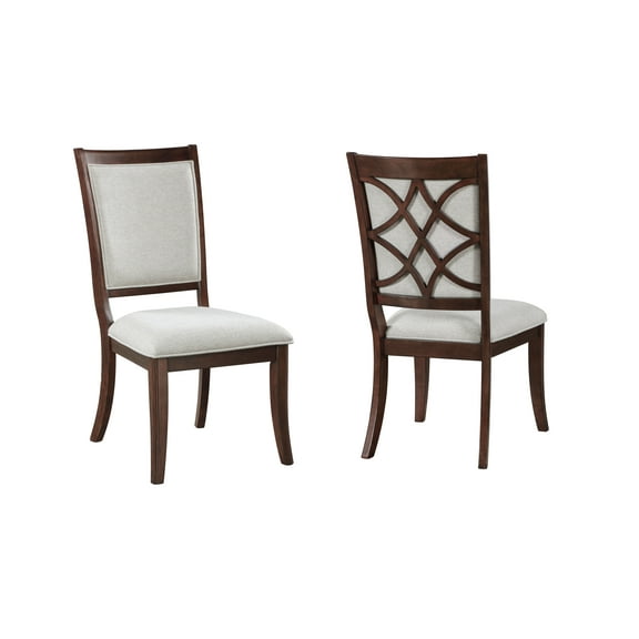 CoSoTower Traditional Dining Side Chairs Set of 2Pc, Cherry Finish Wooden Beige Upholstered Seat Formal Chairs Dinng Room Furniture