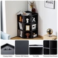 thumbnail image 4 of Corner Cabinet Storage with USB Ports and Outlets, Corner Cube Toy Storage for Small Space, Wooden Cubby Bookshelf with 9 Cubes for Playroom, Bedroom, Living Room, Black, 4 of 8