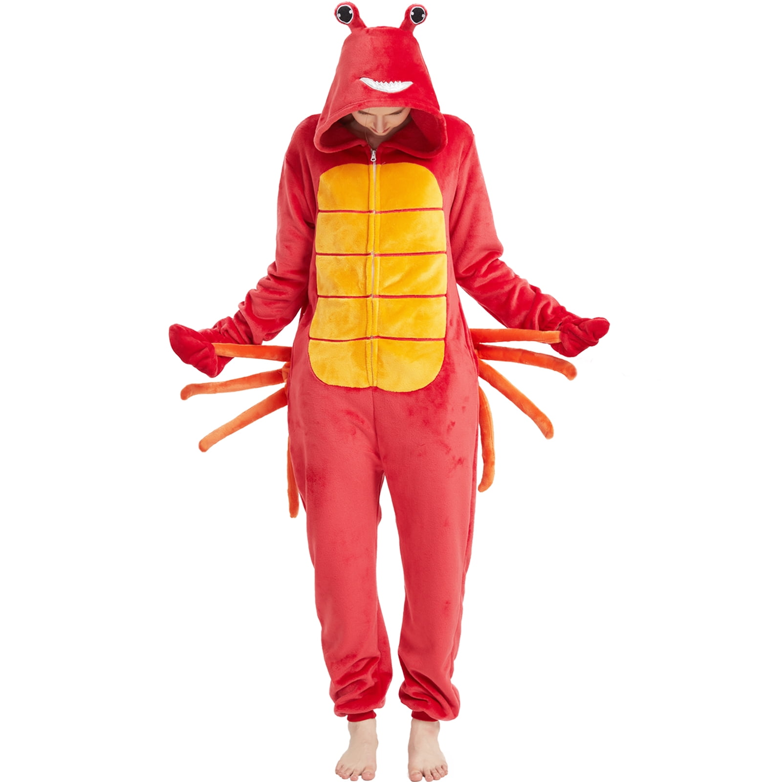 SWEETXIN Adult's Crab One-Piece Holiday Family Pajamas Halloween Costume Suit for Women and Men Jumpsuit SizeS