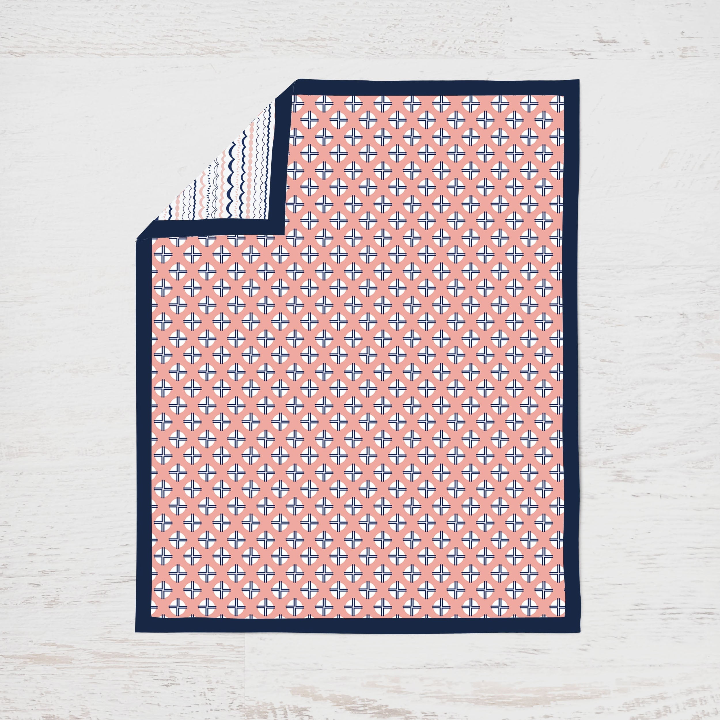 Bacati - Tribal Olivia 4-Piece Crib Bedding Set with Diaper Stacker - Coral/Navy Girls