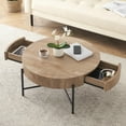thumbnail image 4 of Kojooin Round Coffee Table with 2 Drawers, Farmhouse Centre Table with Storage and Metal Frame for Living Room, 4 of 8