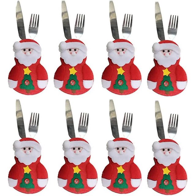 8 Cubiertos de Navidad Bolsa de Navidad Cubiertos a cuadros portátiles Bolsas de cubiertos Tenedor Tenedor Bolsa Banban ZefeiWu 8390615438766