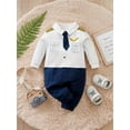 thumbnail image 3 of WIBACKER Baby Infant Boy Captain Costume 100% Cotton Newborn Boy Cosplay Party Jumpsuit Halloween Christmas Rompers, 3 of 13
