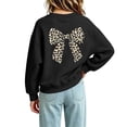 thumbnail image 4 of Risckoth Girl's Leopard Bow Print Crew Neck Sweatshirt, Long Sleeve Solid Casual Fall Winter Pullover, 4 of 7