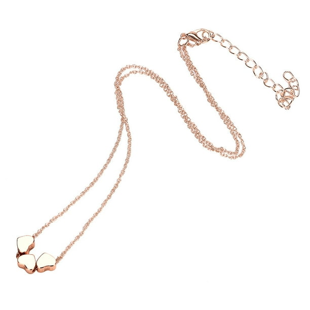 Collar para mujer, Joyas para mujer, Joyas para mujer Belleza Mujer Collar de cadena con colgante de tres corazones de acero inoxidable el collar