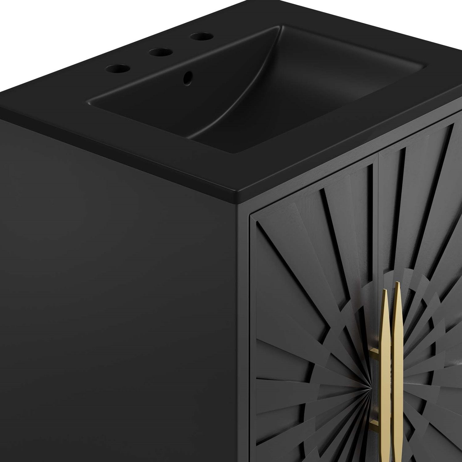 Sink Vanity Cabinet, Black, Wood, Hotel Bedroom Bathroom, Modern Contemporary HB34666