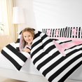 thumbnail image 3 of Manfei Minimalist Geometric Lines Full Size Comforter Sets,Initial Alphabet Bedding Comforter Set,Pink Reversible,3 Pieces,1 Comforter and 2 Pillowcases, 3 of 7