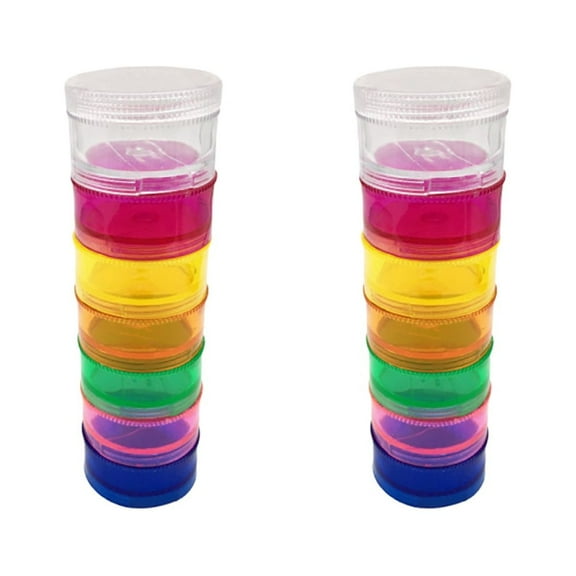 2 Sets Stackable Portable Mini Pill Box with Detachable Compartments, Sealed Plastic Pill Organizer Case for Daily Medication