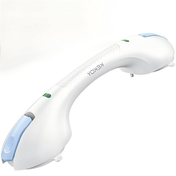 KEKOY 17.5 Inch Suction Grab Bar - Heavy Duty Shower Handle with Safety Indicator, No Drilling Removable for Bathtubs Showers, Ideal for Seniors Elderly & Handicap, Blue