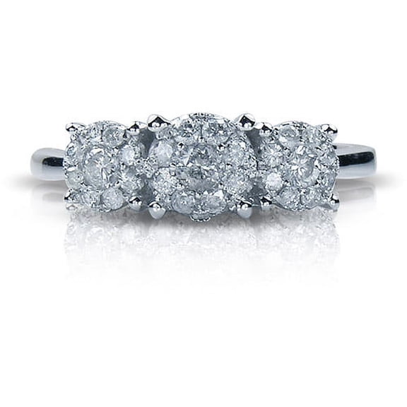 1/2 Carat T.W. Three Stone Round Diamond 10kt White Gold Bridal Ring