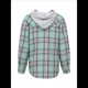 thumbnail image 4 of Sudadera con Capucha A Cuadros Estilo para Mujer, de Larga, con Botones y Cordón, Informal, para Otoño, con Bolsillo. Verde M, 4 of 7