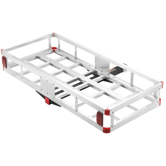 KFFKFF 49.4 x 22.4 x 7.1 in Hitch Cargo Carrier, Capable of Holding 500lbs, Trailer Hitch Mountable Cargo Basket, Aluminum Constructed Luggage Rack Resistant to Rust, Suitable for 2" Hitch Receiver