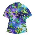 thumbnail image 2 of Mens Button Up Shirt Novelty Alien Print Lightweight Turndown Collar Short Sleeve Shirts Breathable Classic Fit Casual Mens Shirts, 2 of 3