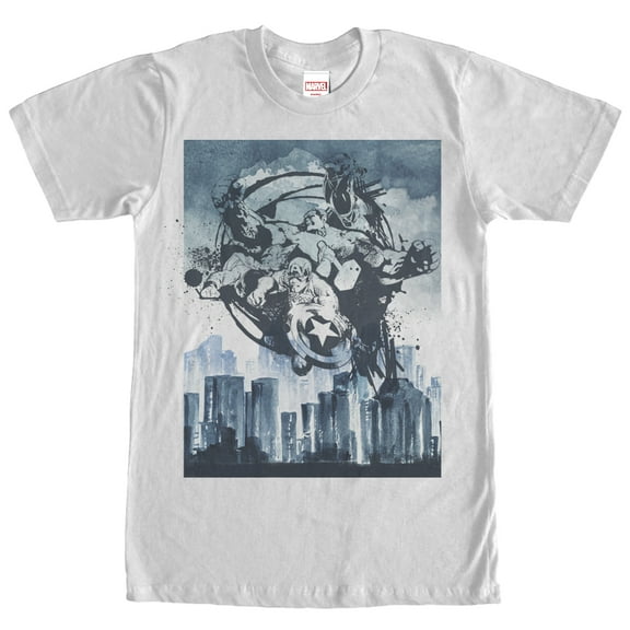 Men's Marvel Avengers City Graffiti  Graphic Tee White Small