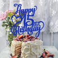 thumbnail image 4 of Topper para pastel AROKIPPRY azul con brillo Feliz 15.º cumpleaños, 4 of 8