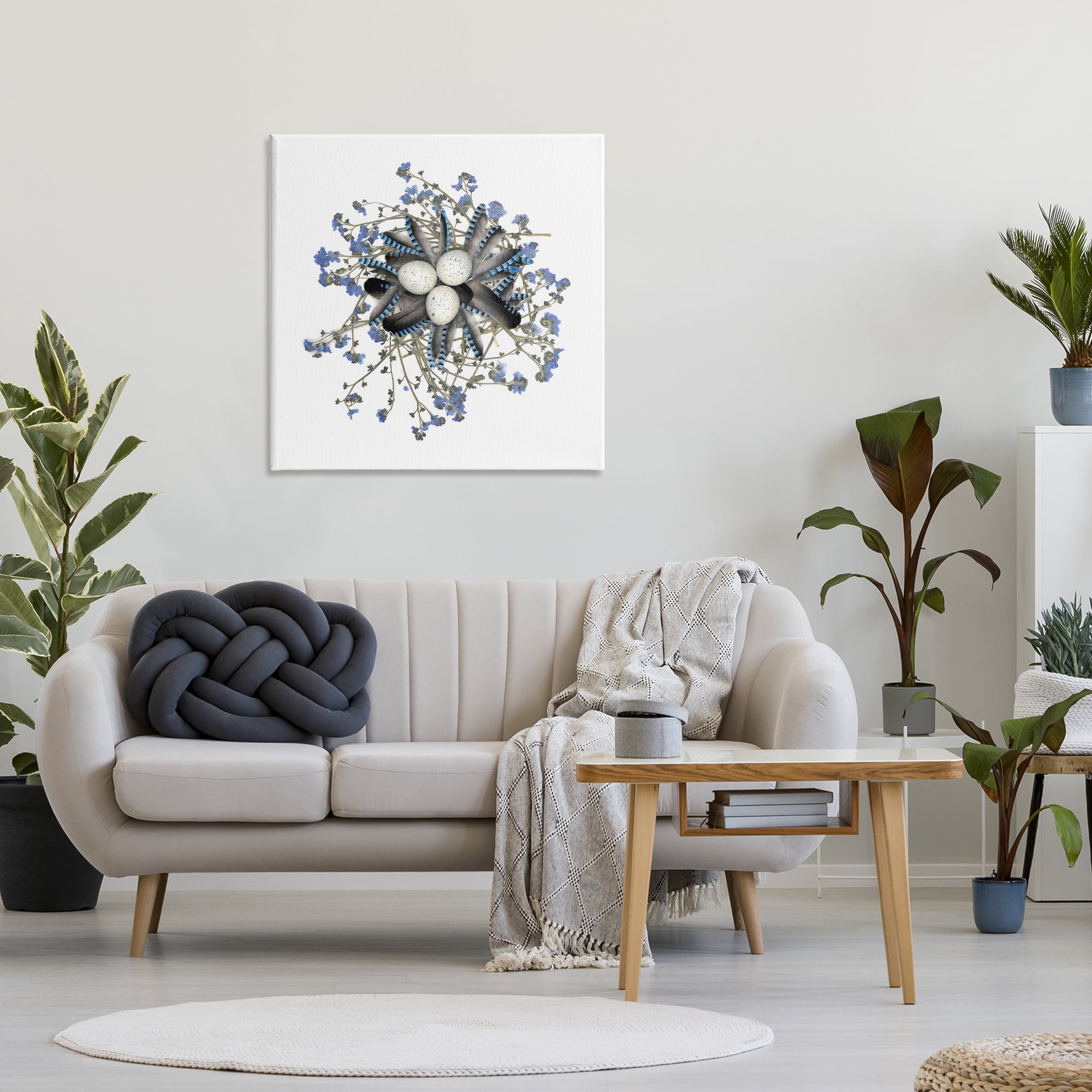 Stupell Industries Feathered Nest & Blue Florals Canvas Wall Art, design by Beth Adoette