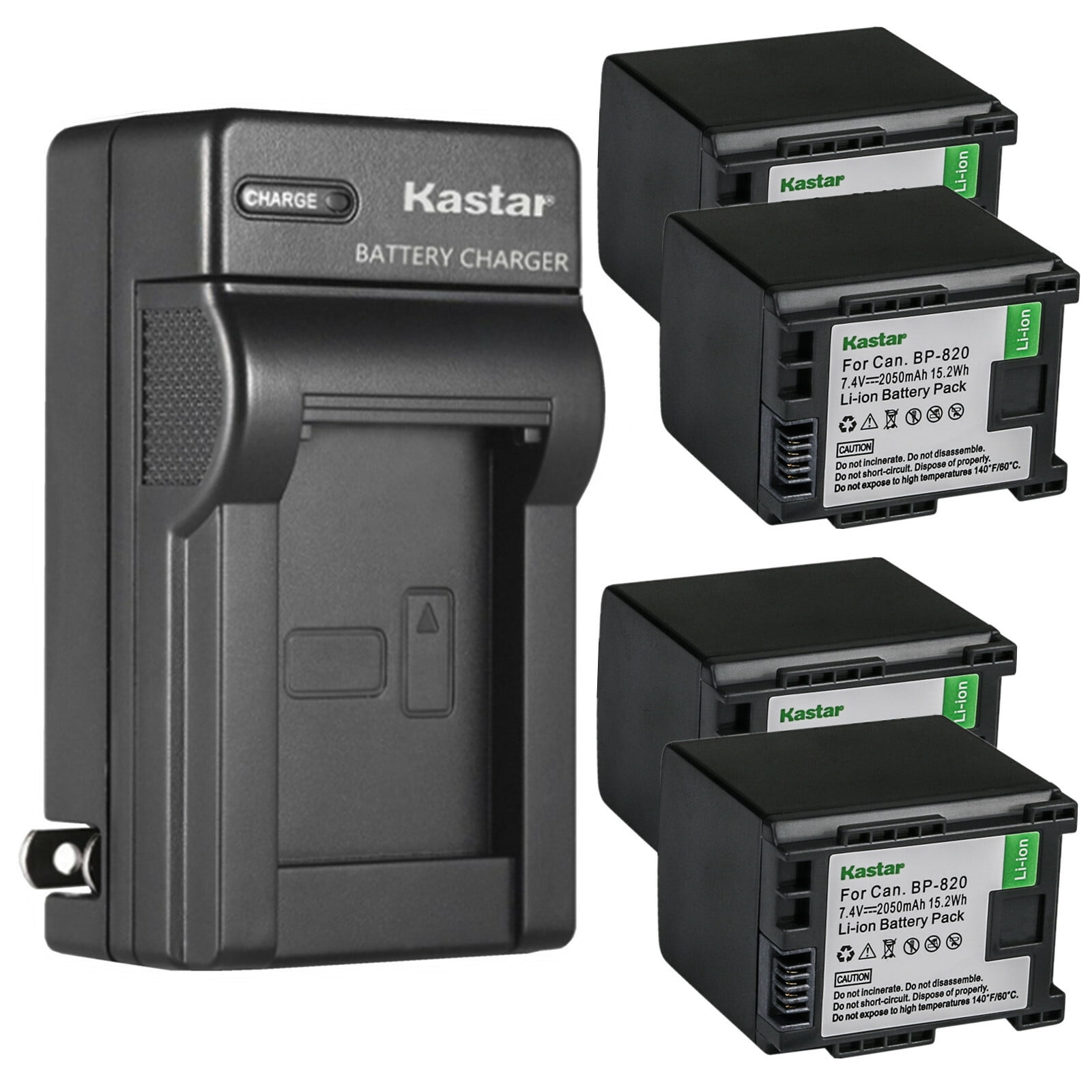 Kastar 4-Pack Battery and AC Wall Charger Replacement for Canon BP-820 BP820 BP-828 BP828 Battery Canon CG-800 CG800 Charger Canon XF400 XF405 XA10 XA11 XA15 XA20 XA25 XA30 XA35 Camera