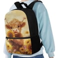 thumbnail image 4 of Yuyamidu Highland Cow Backpack for School Yellow Sunflower Bookbag for Girls 4-6 Cute School Bag 17 Inches Middle School Backpacks with 2 Sides Mesh Pouch Primary School Book Bag\, 4 of 6