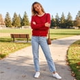 thumbnail image 5 of Dwellite Womens Cardigan Cropped Button Up Sweater Loose Fit Long Sleeve Polka Dot Comfy Crew Neck Fall Winter Knit Cardigan Jackets 2026 Red S, 5 of 7