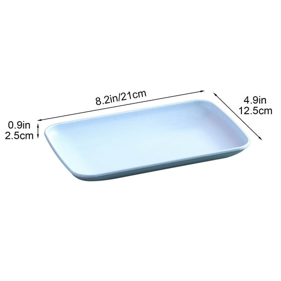 Rkxzt Dinner Plate,Square Snack Plates Plastic Serving Tray 21x12.5x2.5cm Large Capacity Fruit Platter,Plates|Plastic,Blue