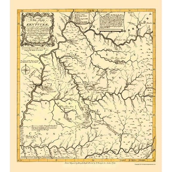 Revolutionary War Map Print - Kentucky - Filson 1784 - Vintage Wall Art