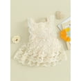 thumbnail image 4 of Musuos Baby Girls Summer Romper Dress, 3 6 12 18 24M Sleeveless Plain Floral Lace Embroidery Skirt Jumpsuit, 4 of 9