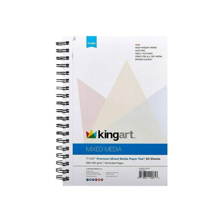 KINGART® Mixed Media Sketchbook, Pack of 2, 7 x 10 Inches, 60
