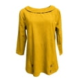 thumbnail image 4 of Womens Workout Tops Linen Loose Fit Sailor Collar Solid Color Relaxed Couple Shirts,Yellow,3XL, 4 of 4