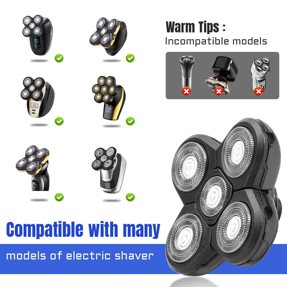 teamyo 5d floating replacement shaver head blade