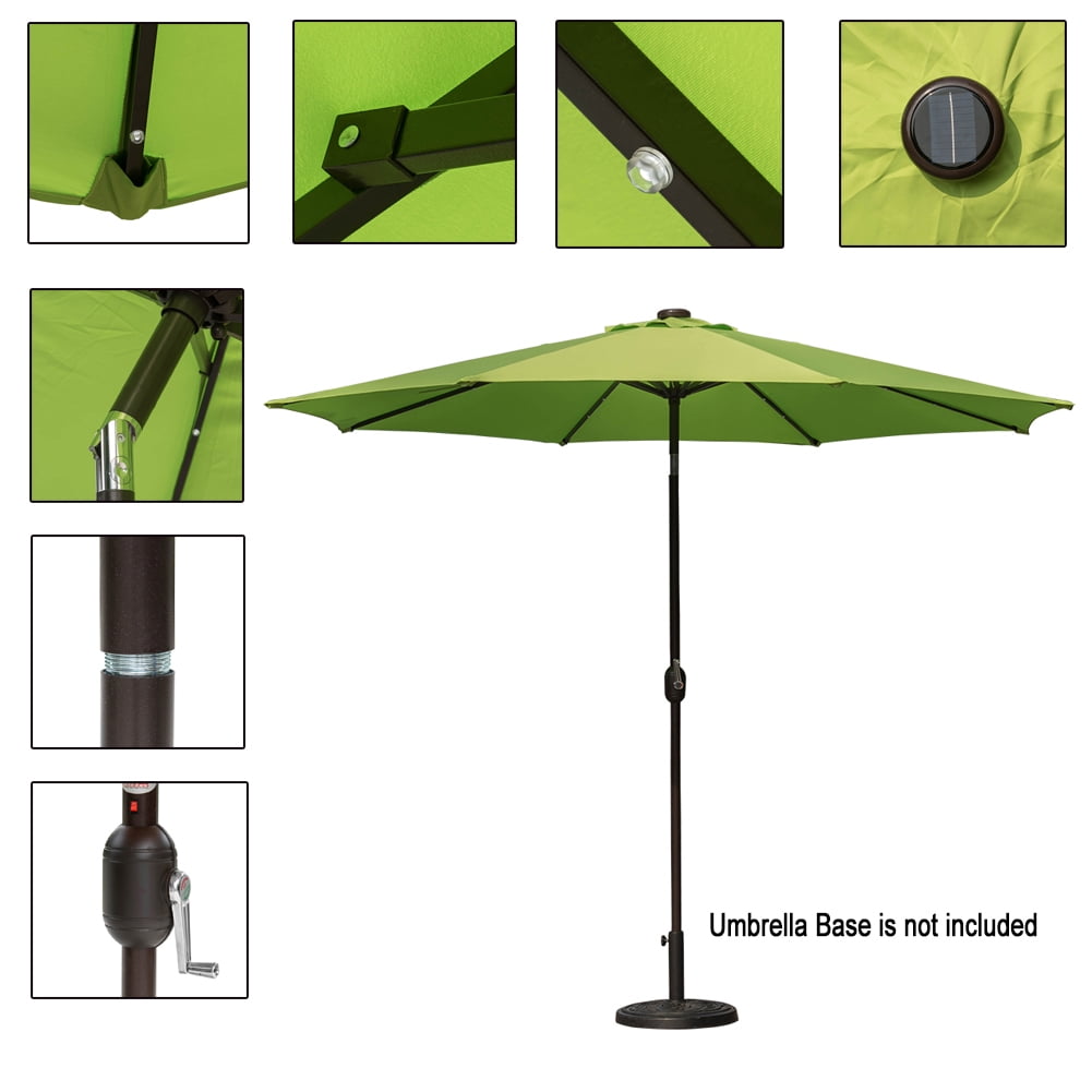 Patio Lawn Garden Umbrellas Polyester Canopy Sundale Outdoor 7 Ft Solar Powered 24 Led Lighted Patio Umbrella Table Market Umbrella With Crank And Push Button Tilt For Garden Deck Pool Apple