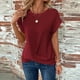 thumbnail image 1 of Xuyuer Women's Crew Neck Short Sleeve Knit Side Loose Solid Color Casual Top, Relaxed Fit Sweater Tee for Spring Summer Layering,Cozy Everyday Wear, 1 of 7