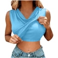 thumbnail image 2 of BSDJILFG Sleeveless Tops for Women with Built-In-Bra,Dressy Cowl Neck Shirts Summer Casual Solid Color Slim Fit Cami Tank Tops, 2 of 7