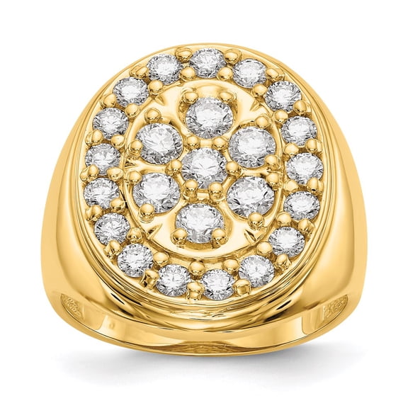 14K Yellow Gold Ring Band Men's Diamond Round AA