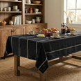 thumbnail image 4 of Sm:)e Fabric Openwork Farmhouse Style Linen Tablecloth 52x70 Inch, Yarn-Dyed Woven Table Cover for Dining Decor, Rectangle, Black, 4 of 6
