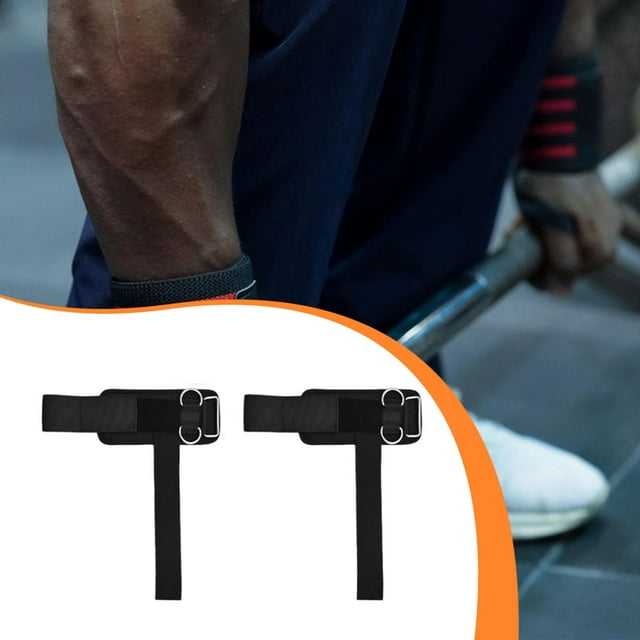 2 muñequeras para levantamiento de pesas, equipo de fitness, duraderas, para mujeres y hombres, con anillas dobles en D, muñequeras para entrenamiento Negro