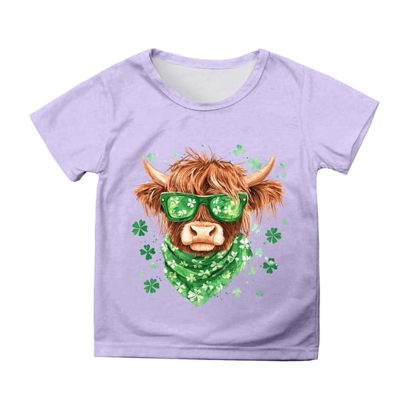 St Patrick's Day Girls Casual Short Sleeve Printed Tee Shirt for Festive Size:6-7 Years