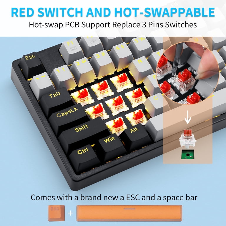E-YOOSO Z-87 Mechanical Computer Gaming Keyboard, 87 Key LED