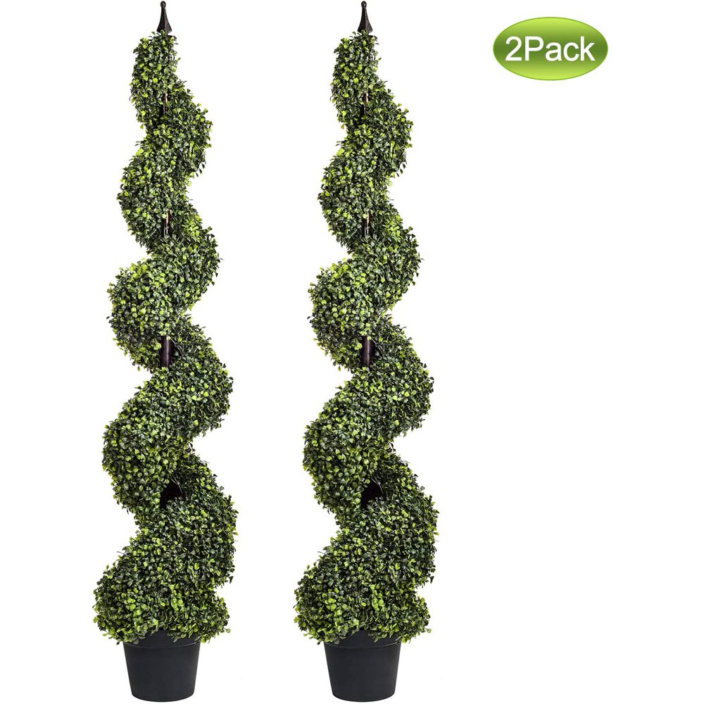Wofair Artificial Cypress Spiral Topiary Trees Potted Indoor or Outdoor