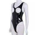 thumbnail image 2 of Women Glossy PVC Leather Bodysuit, Sexy Below Zipper Open Crotch, Hot Breast Exposed, Shiny Latex Tank Leotard Crotchless, 2 of 6