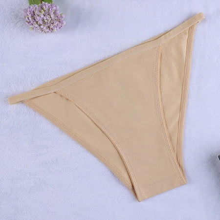 IDALL Womens Underwear Cotton Underwear for Women Seamless Underwear for Women Cotton Plus String Bikini High Cut Stretch Briefs Panties for Women Panties Beige L