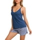 thumbnail image 4 of Camisetas sin mangas de mujer INSPIRE CHIC, pijamas de capa base, tirantes de espagueti, tops de tanque de cuello en V, XL, azul, 4 of 6