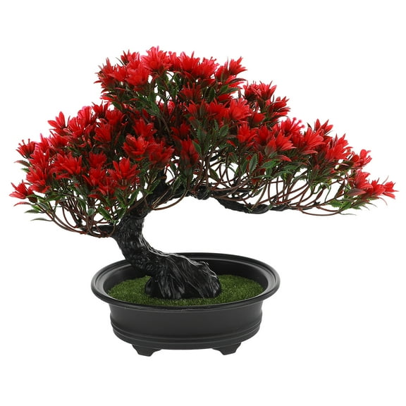 Lifelike Red Plastic Bonsai Tree for Indoor Decor and Giving with Realistic Details and Design