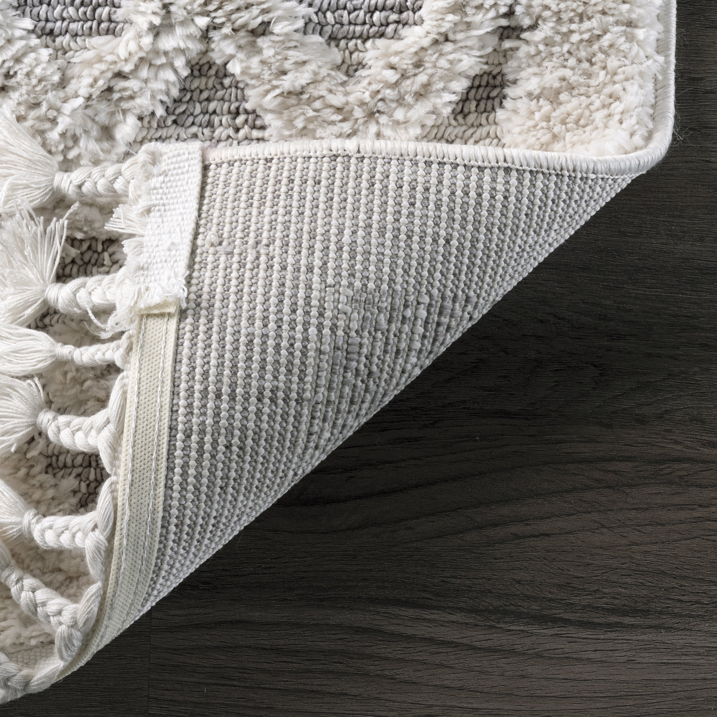 nuLOOM Ansley Moroccan Lattice Tassel Area Rug, 8', Light Grey