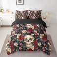 thumbnail image 2 of Erosebridal Gothic Skull Bedding Full Size, Romantic Rose Bedding Sets Full Size, Bohomian Style Decor, Reversible 7pcs, 2 of 5
