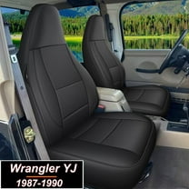 IKABEVEM Custom Fit Seat Covers for Jeep Wrangler YJ 1987-1990 Waterproof Leather Car Seats Cover Full Set（Black）