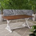 thumbnail image 3 of Mayo Outdoor Rustic Farmhouse Acacia Wood Dining Table, Dark Brown and White, 3 of 10